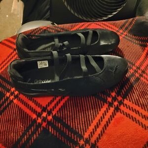 Black Puma Silky And Suede Ballet Flats Size 9.5